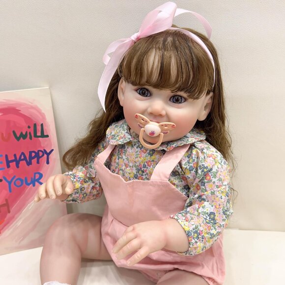🆕28Inches Long Brown Hair Reborn Princess Girl Doll Smiling with Teeth - Picture 6 of 6